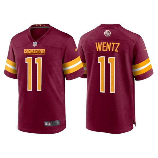 Men & Women & Youth Washington Commanders 11 Carson Wentz 2022 Burgundy Game Stitched Jersey